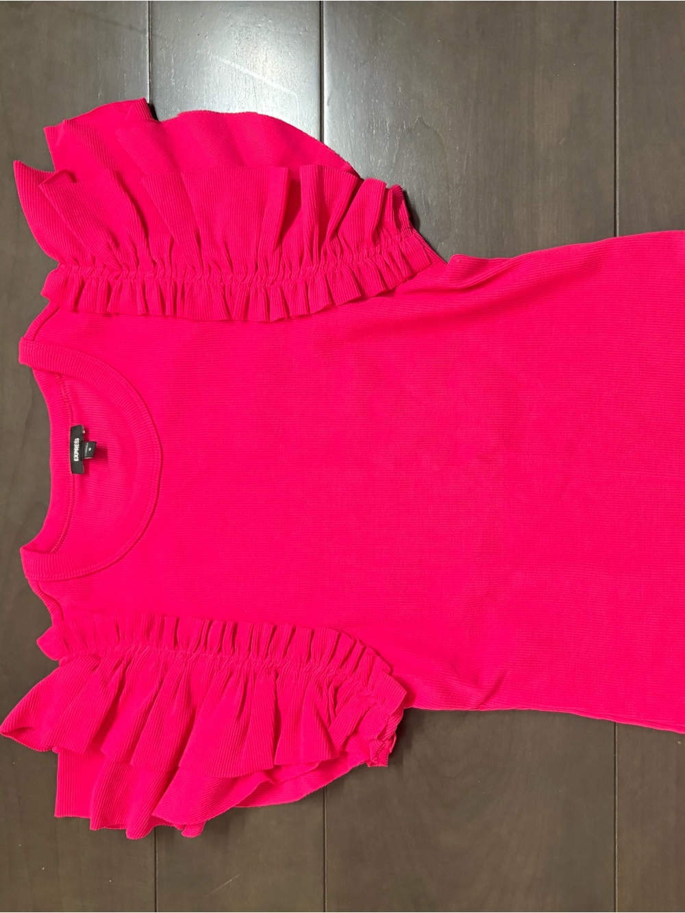 Express Ruffle Sleeve Tee - Hot Pink